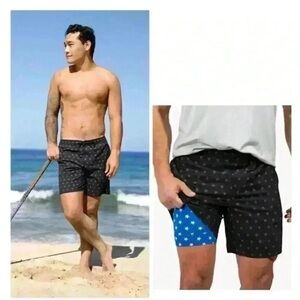 Chubbies The Danger Zones Sport Shorts Small 7” Black New